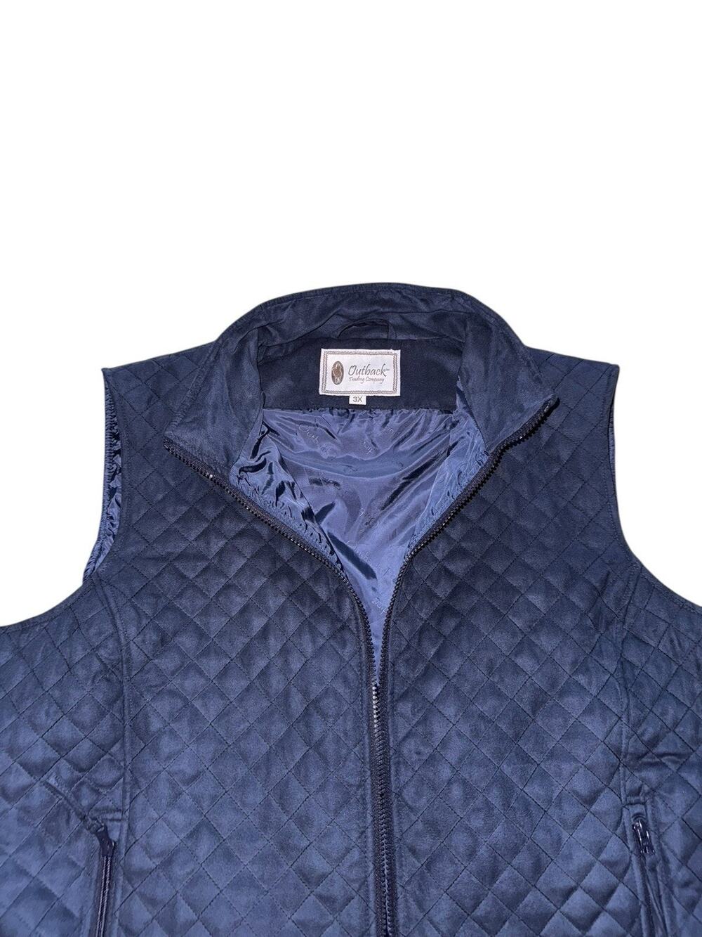 Outback Trading Roseberry Quilet Vest 3X Navy Ranch Western Outdoor Riding Vest